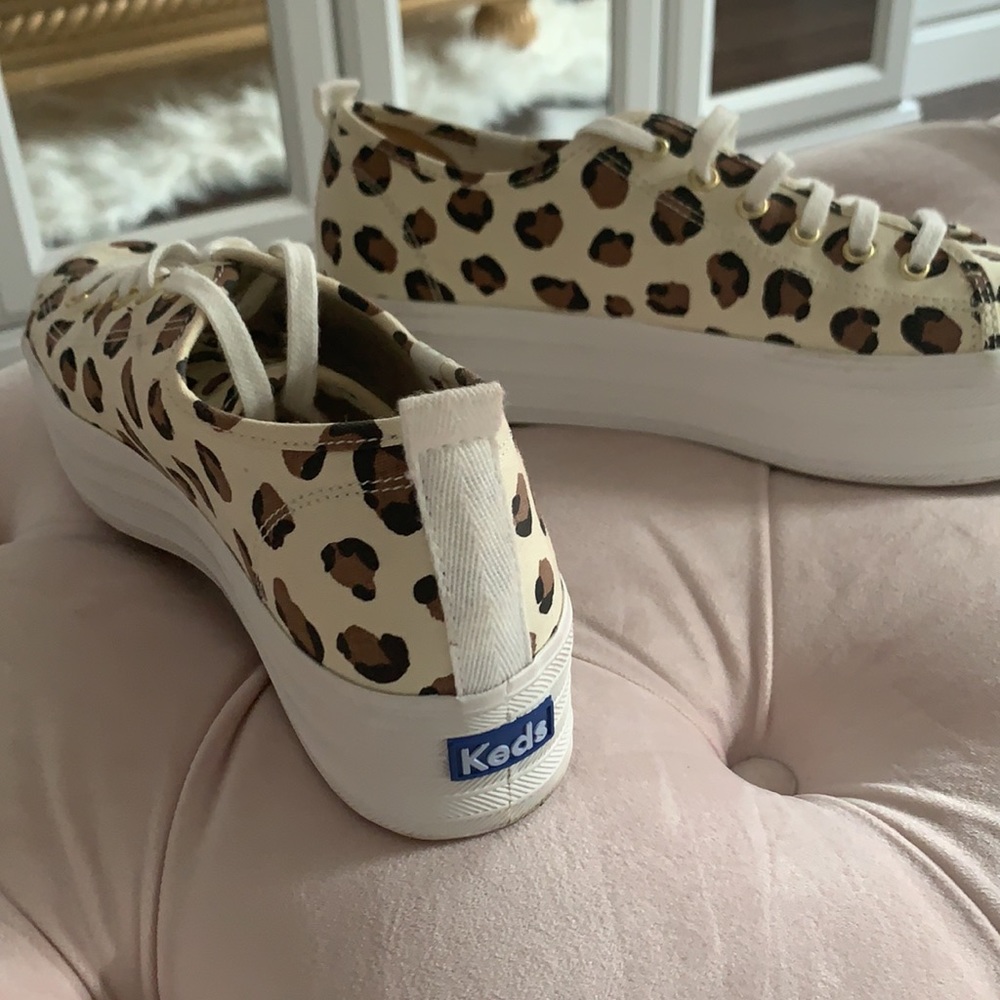 Keds Women's Leopard Print Platform Sneakers in Cream and Brown - Picture 6 of 11